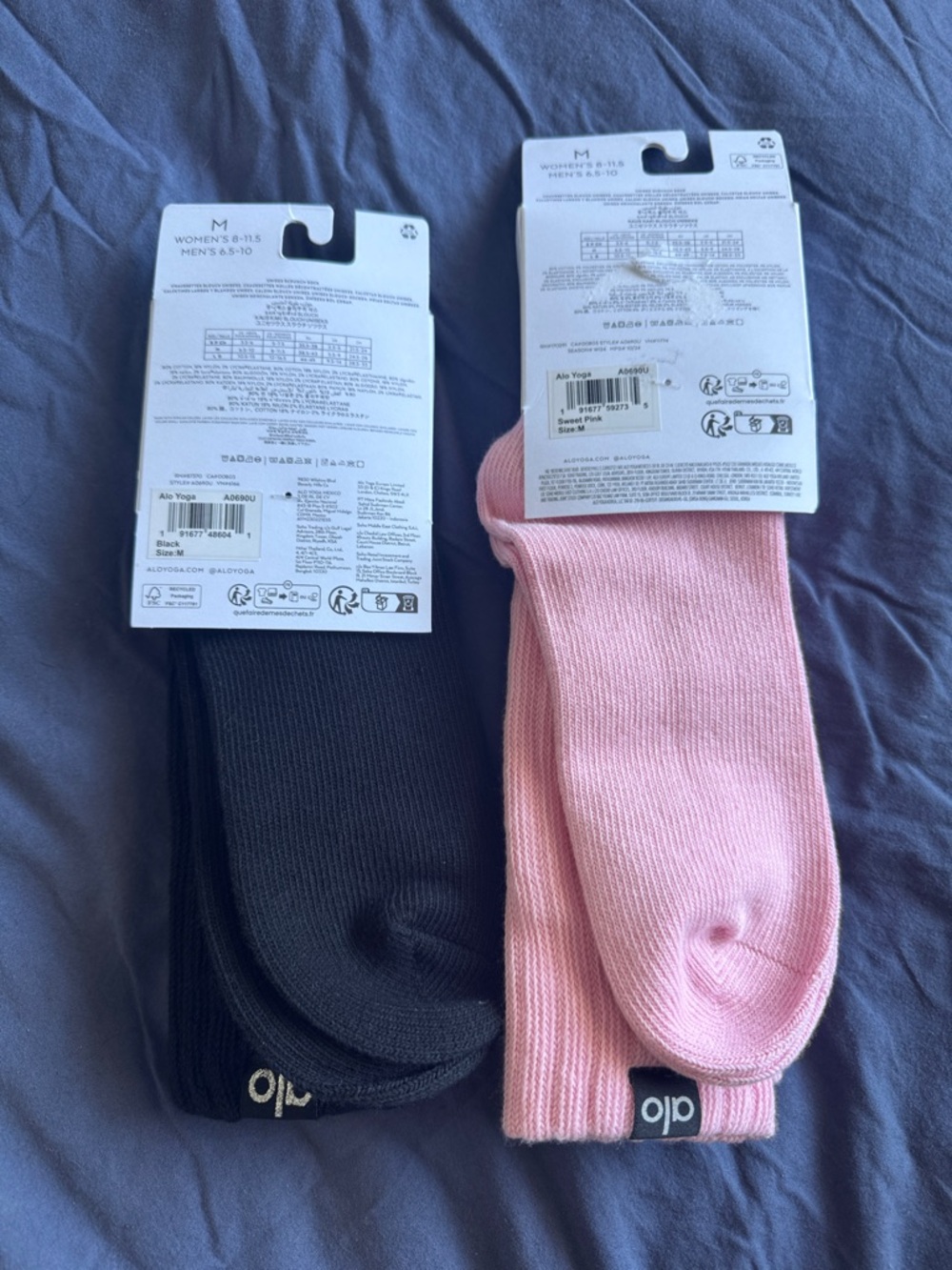 Alo Socks Bundle (2-Pack) | Medium | Pink + Black Long Scrunch | NWT - Picture 2 of 4